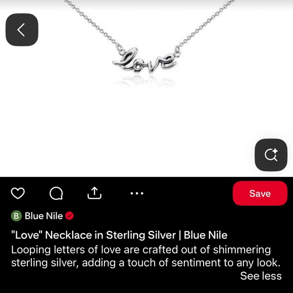 Blue Nile Sterling Silver Love Necklace - Picture 4 of 4